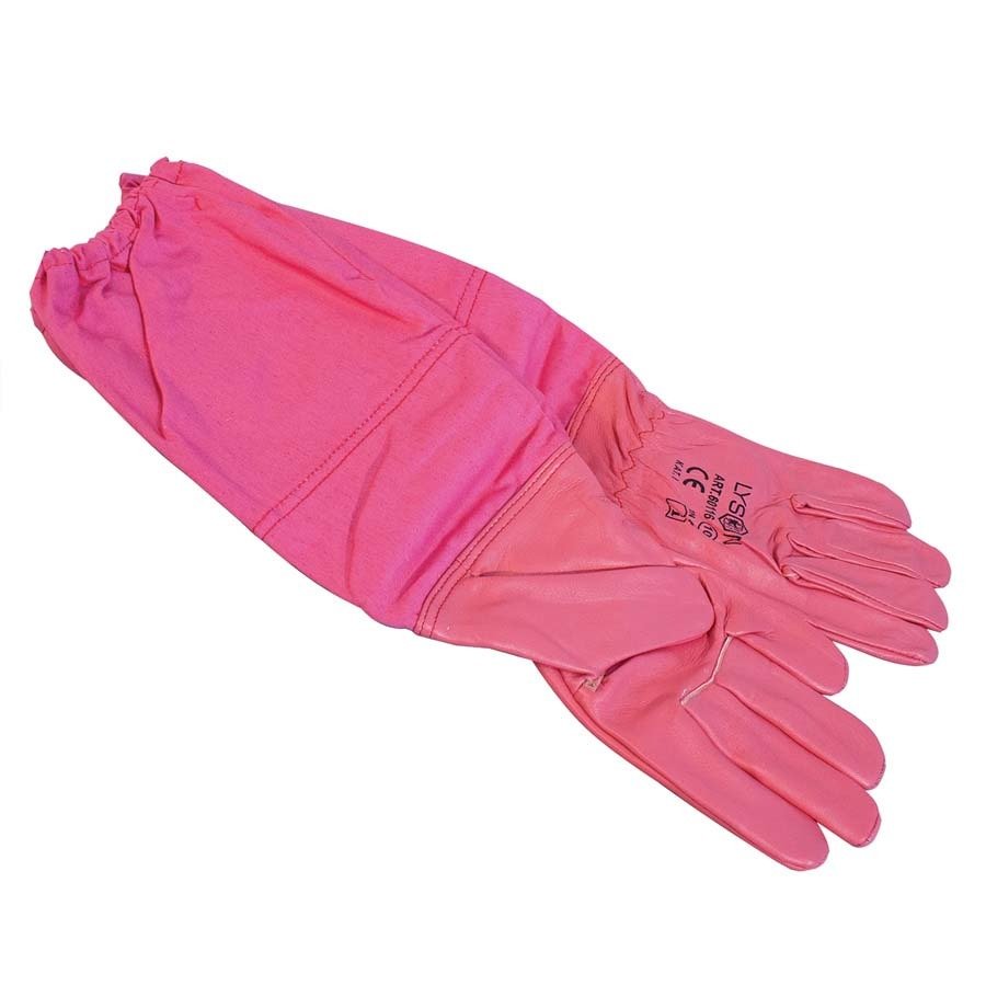Pink Leather Gloves for Beekeeping Non-Ventilated Design