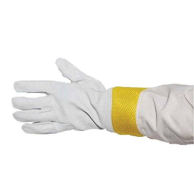 White Vented Goatskin Beekeeping Gloves with Long Sleeves