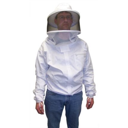 Cricket Style Beekeeping Jacket in White Cotton Fabric