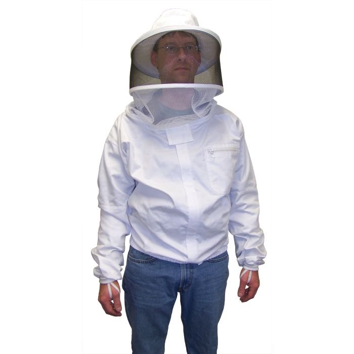 Cricket Style Beekeeping Jacket in White Cotton Fabric