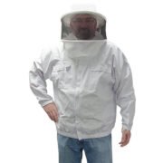 Economy White Beekeeping Jacket with Clear Veil