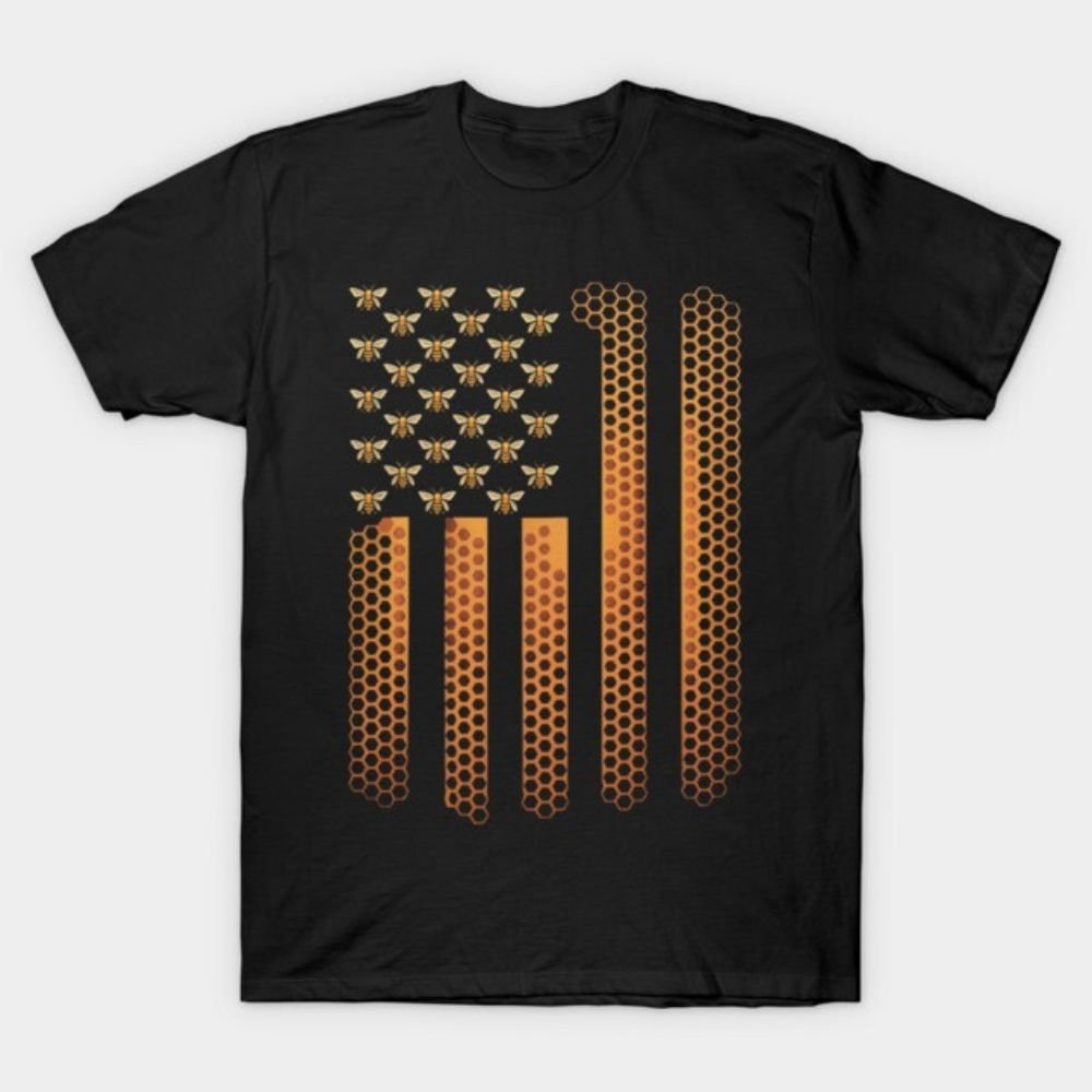 American Flag Honeycomb Beekeeping T-Shirt