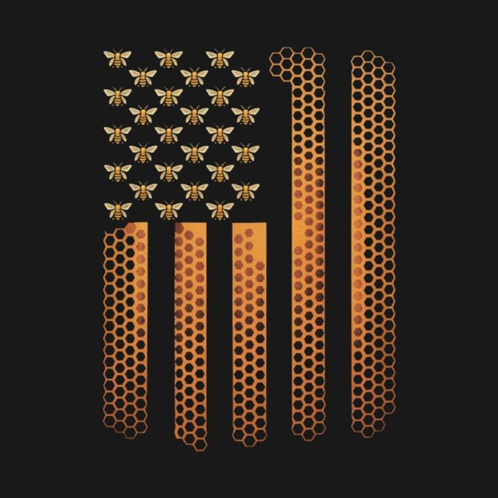 American Flag Honeycomb Beekeeping T-Shirt American Flag Honeycomb Beekeeping T-Shirt