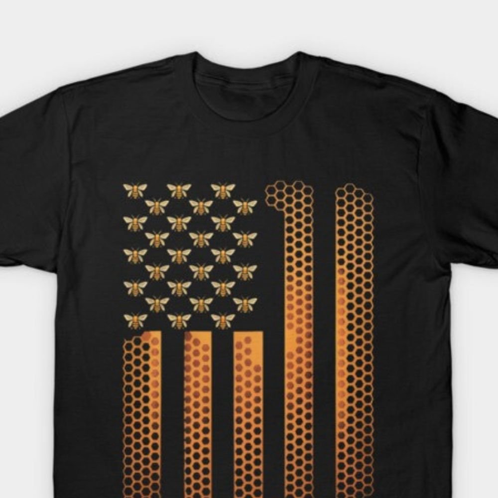 American Flag Honeycomb Beekeeping T-Shirt