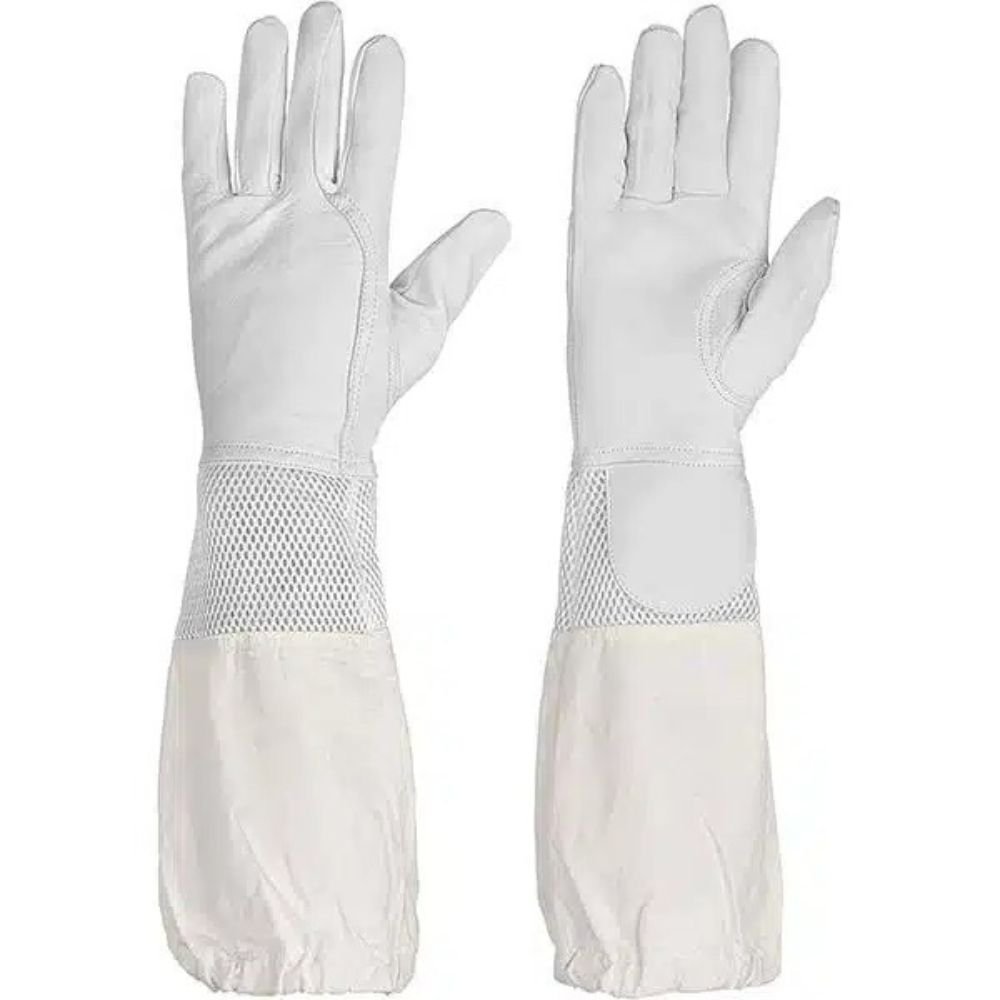 White Beekeeping Gloves Sting Proof Goat Leather Protection