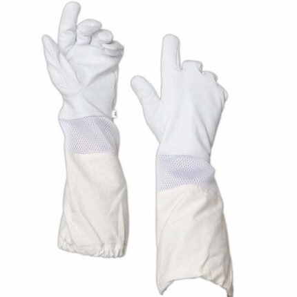 White Goatskin Ventilated Beekeeping Gloves