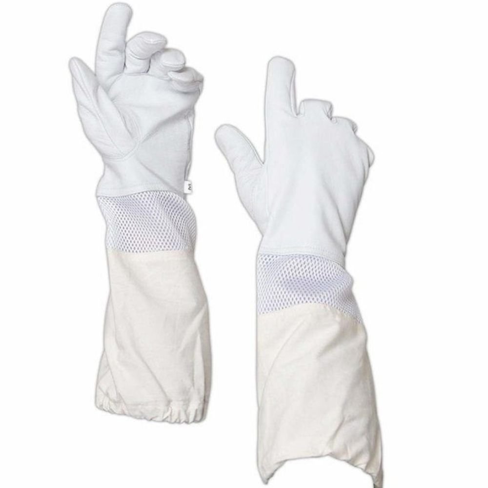 White Goatskin Ventilated Beekeeping Gloves