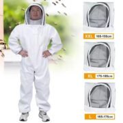 White Hooded Poly Cotton Full Protective Beekeeping Suit