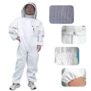 White Hooded Poly Cotton Full Protective Beekeeping Suit