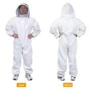 White Hooded Poly Cotton Full Protective Beekeeping Suit
