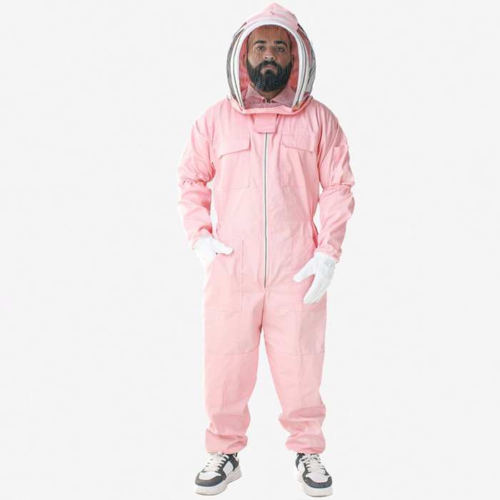 Pink BuzzShield Cotton Beekeeping Suit Full Body Protection