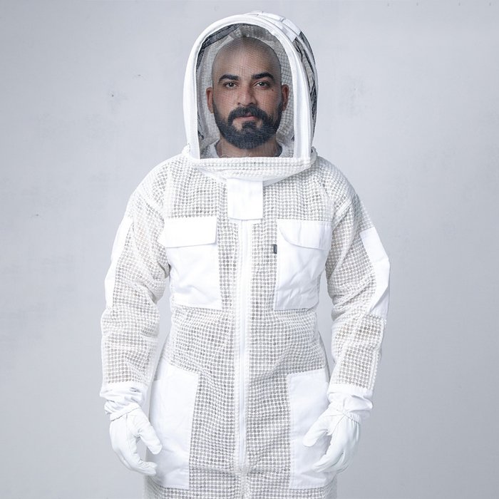 Triple Protection HiveSafe Beekeeper Full Suit in White (2) Triple Protection HiveSafe Beekeeper Full Suit in White