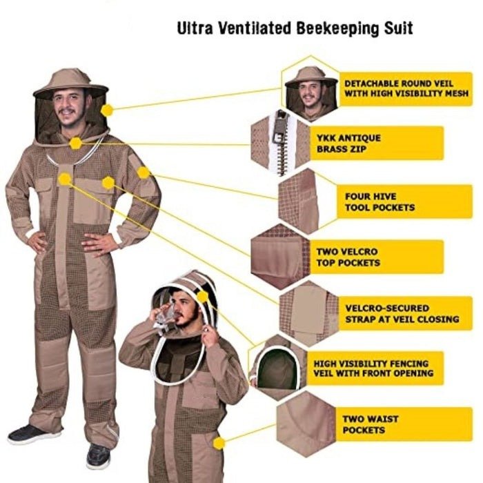 Ultra Brown Beekeeping Suit With Ultra Ventilated Fabric (2) Ultra Brown Beekeeping Suit With Ultra Ventilated Fabric