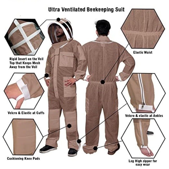 Ultra Brown Beekeeping Suit With Ultra Ventilated Fabric