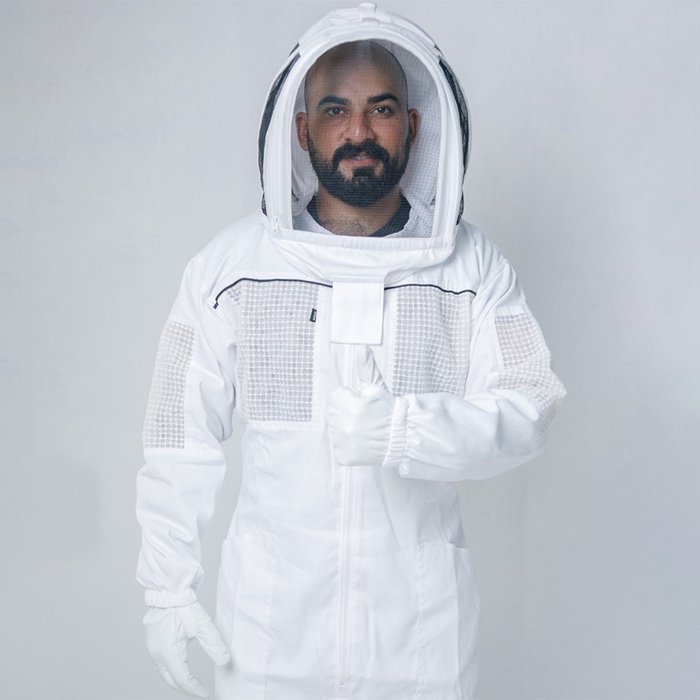 White BreezeVent Semi Vented Beekeeping Suit With Veil (1) White BreezeVent Semi Vented Beekeeping Suit With Veil