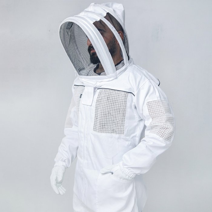 White BreezeVent Semi Vented Beekeeping Suit With Veil (3) White BreezeVent Semi Vented Beekeeping Suit With Veil
