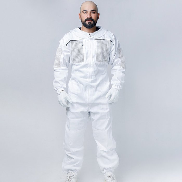 White BreezeVent Semi Vented Beekeeping Suit With Veil (4) White BreezeVent Semi Vented Beekeeping Suit With Veil