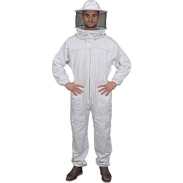 White Polycotton Beekeeping Suit Full Body Protective Gear (1) White Polycotton Beekeeping Suit Full Body Protective Gear