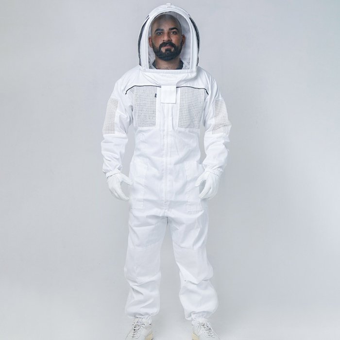 White Vented Professional Beekeeping Suit With Ventilation